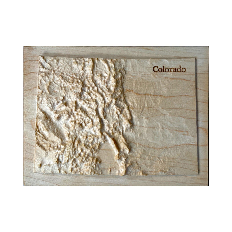 Colorado 3D Topographic Wood Carved Relief Map | Colorado Gift