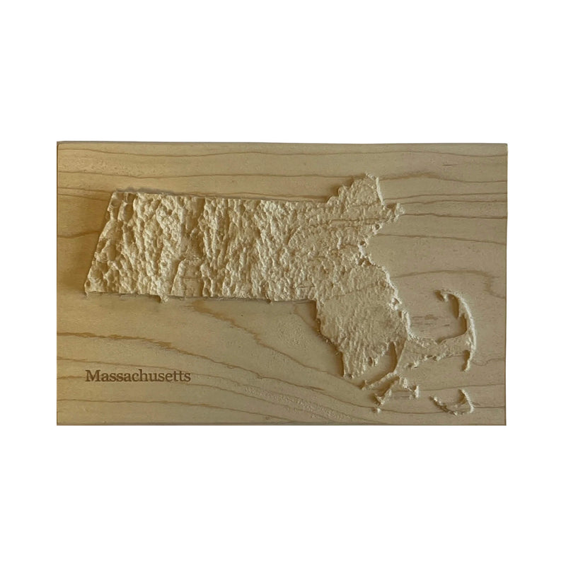 Massachusetts 3D Topographic Wood Carved Relief Map | Massachusetts Map Gift
