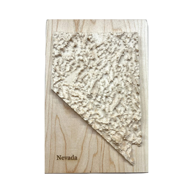 Nevada Wood Carved 3D Topographic Relief Map | Nevada Gift