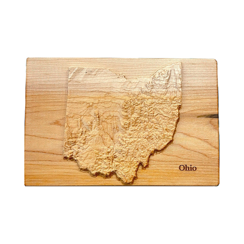 Ohio Wood Carved 3D Relief Map | Ohio State Map Gift