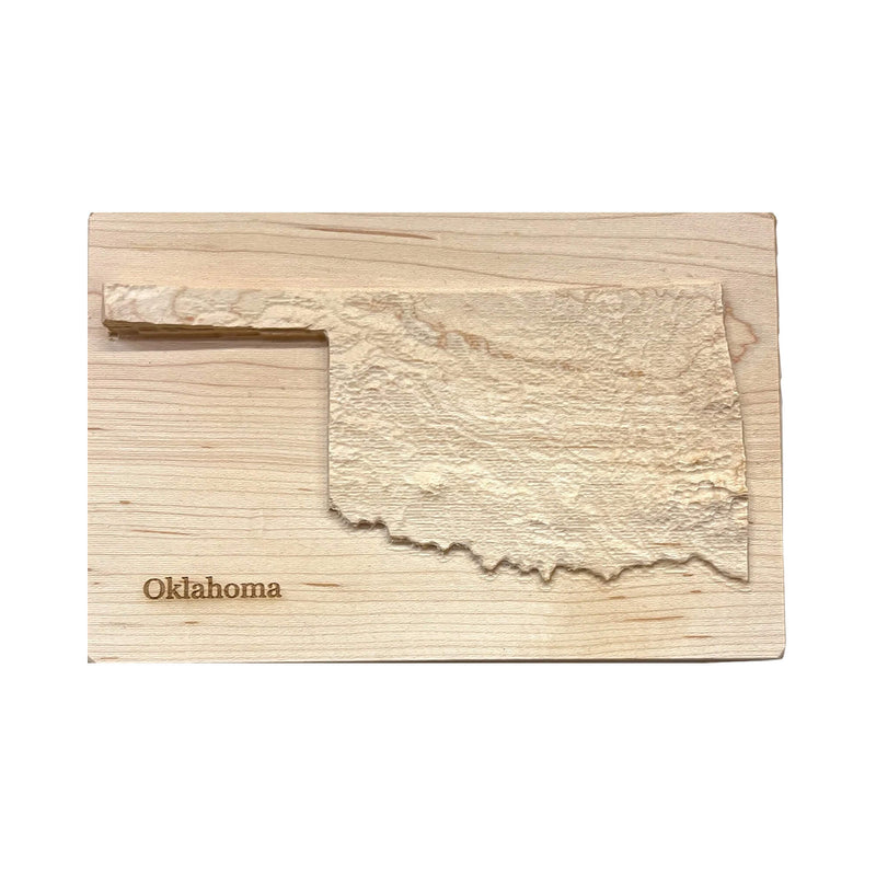 Oklahoma Wood Carved 3D Topographic Relief Map | Oklahoma Gift