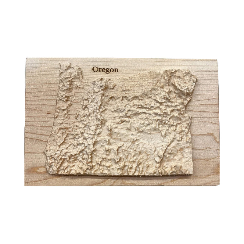 Oregon Wood Carved 3D Topographic Wooden Relief Map | Oregon Gift