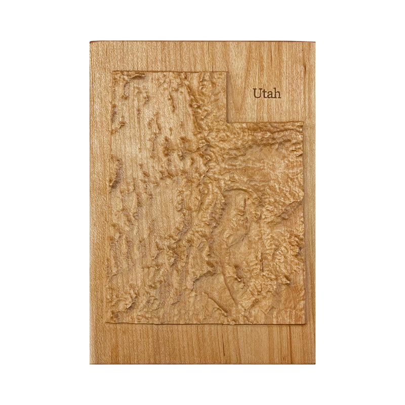 Utah State 3D Topographic Wood-Carved Relief Map | Utah State Gift