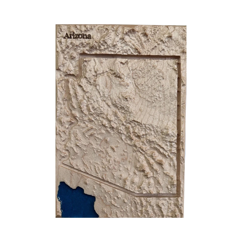 Arizona State 3D Topographic Wood Carved Relief Map | Arizona Gift
