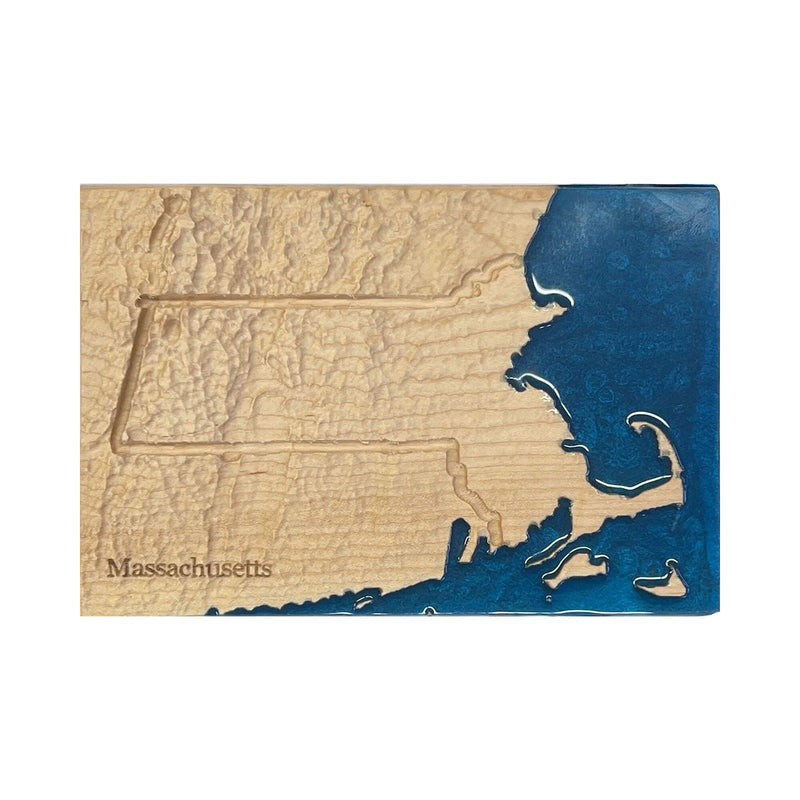 Massachusetts 3D Topographic Wood Carved Relief Map | Massachusetts Map Gift