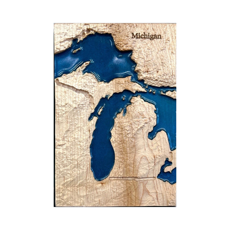 Michigan 3D Topographic Wood Carved Relief Map | Michigan Map Gift
