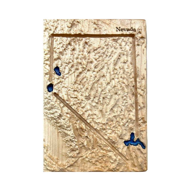 Nevada Wood Carved 3D Topographic Relief Map | Nevada Gift