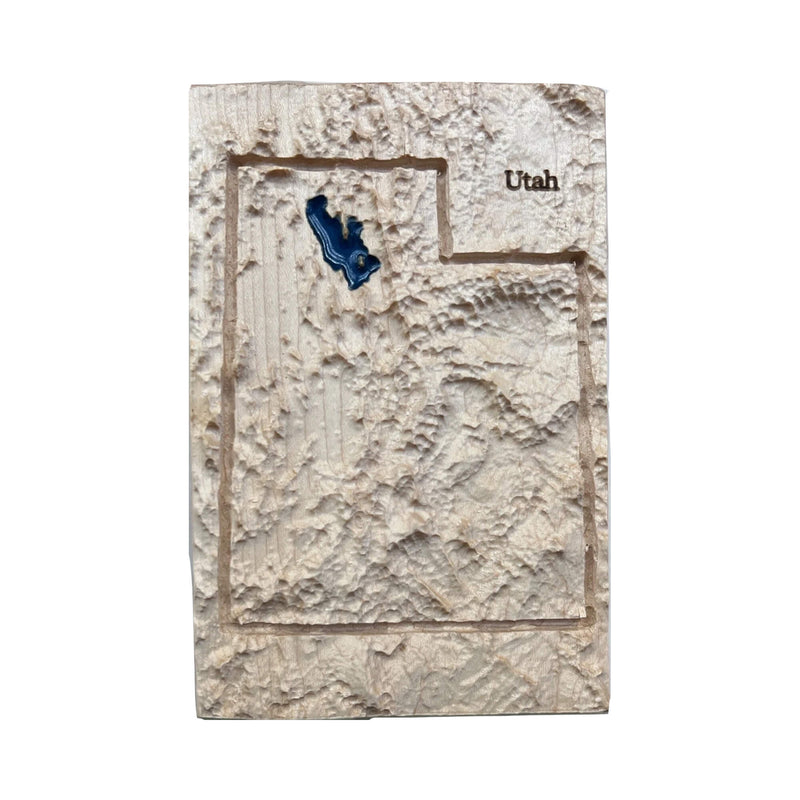Utah State 3D Topographic Wood-Carved Relief Map | Utah State Gift