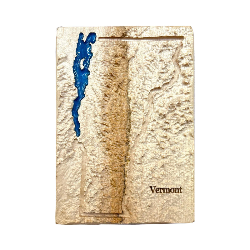 Vermont State 3D Topographic Map Carved in Wood