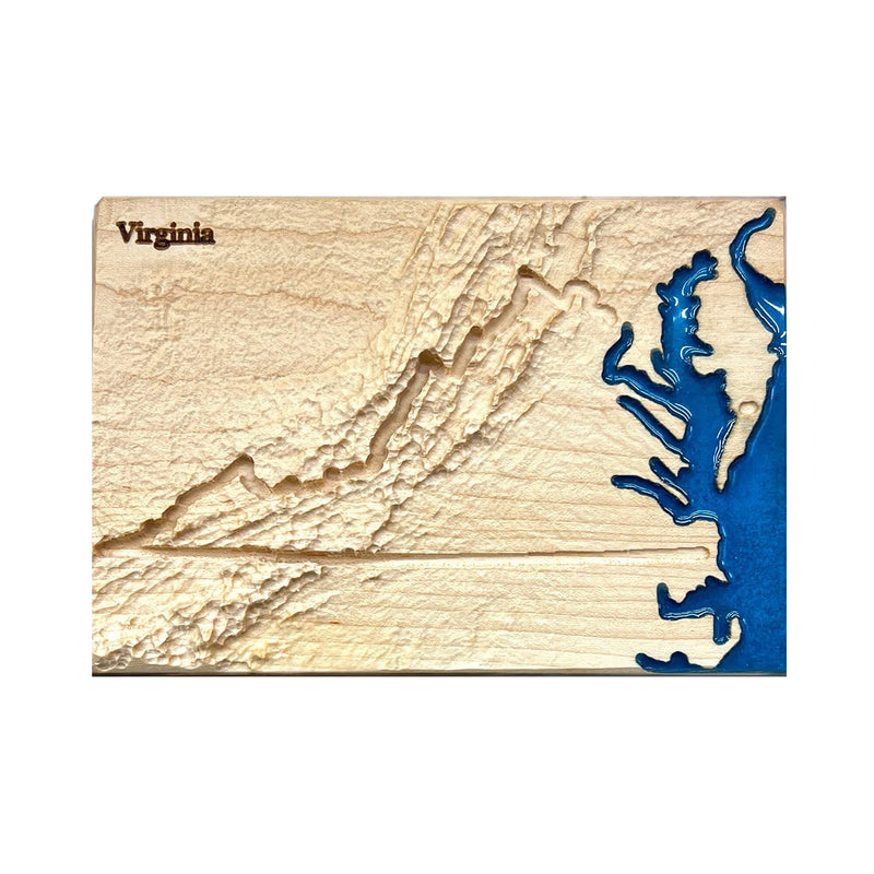 Virginia State 3D Topographic Wooden Carved Relief Map | Virginia State Gift