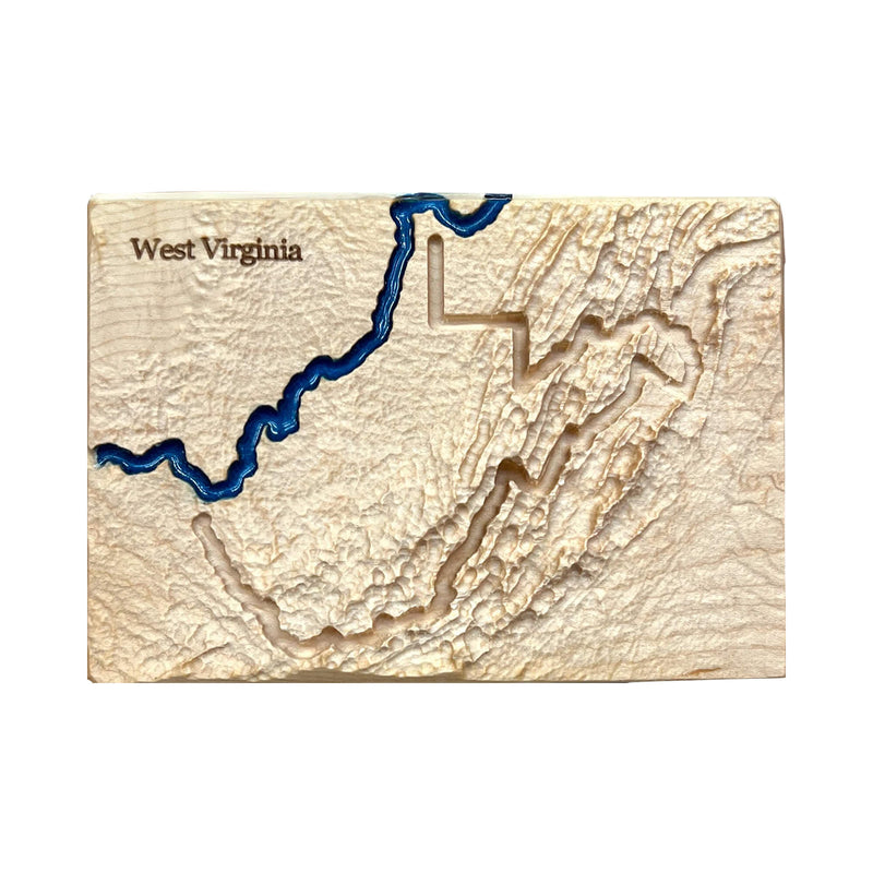 West Virginia Wood Carved 3D Topographic Wood Relief Map | West Virginia Art Gift