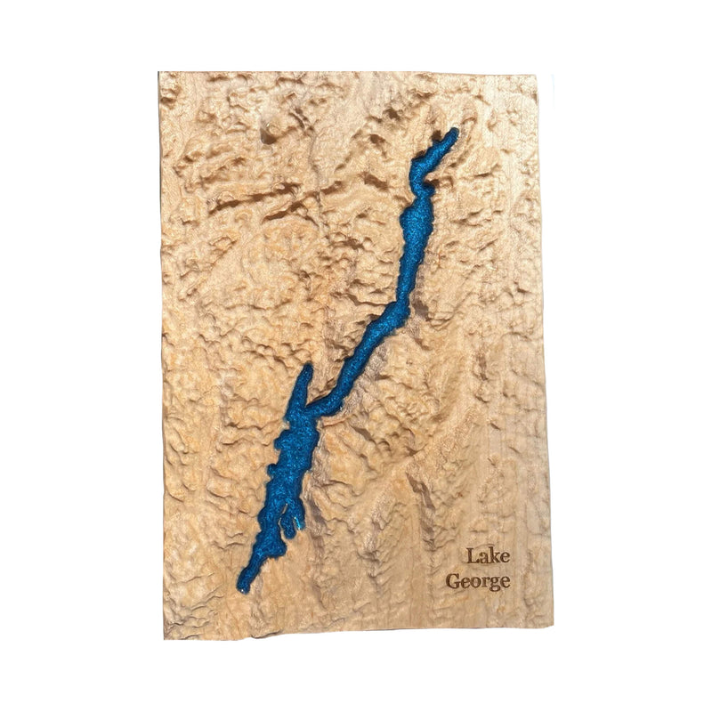 Lake George NY Wood-Carved 3D Relief Map |  New York Gifts
